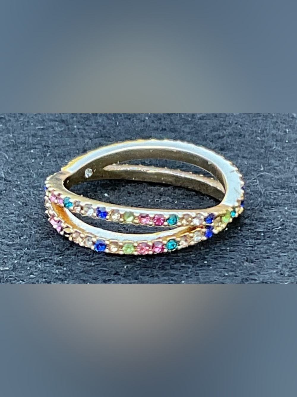 BaubleBar Maria Lola Style Rainbow Pavé Crystal Wrap Ring Gold Luxe Elegant Rare - Picture 1 of 9